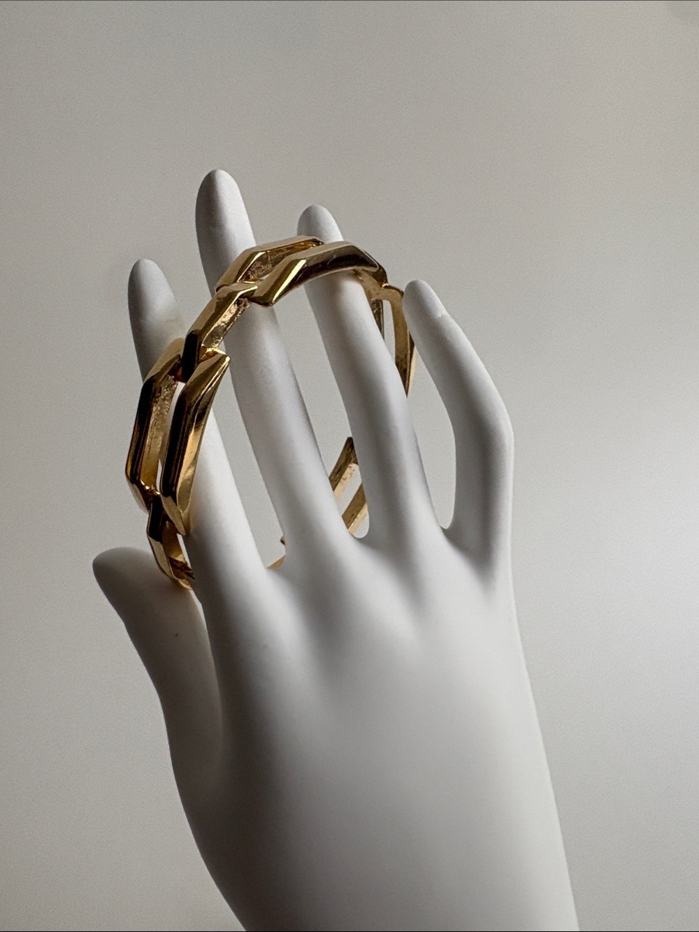 Gold Geometric Link Bangle Bracelet Modern Stackable Jewelry